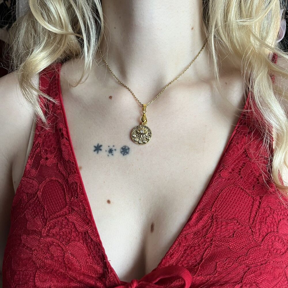 Dainty Gold Tone Evil Eye Necklace 14 Inches Bohemian Whimsigoth Feminine Y2K